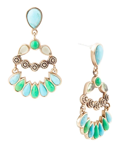 Barse Legacy Blue and Lime Turquoise Golden Post Drop Earrings