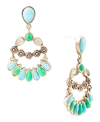 Barse Legacy Blue and Lime Turquoise Golden Post Drop Earrings