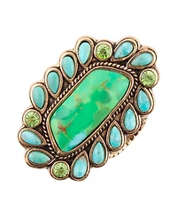Barse Legacy Lime Green and Blue Turquoise Golden Statement Ring