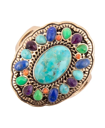 Barse Concho Colorful Golden Statement Ring