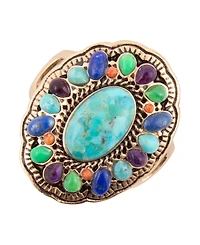 Barse Concho Colorful Golden Statement Ring