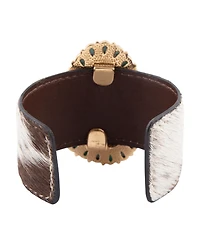 Barse Genuine Turquoise Golden Bronze Cow Hide Cuff Bracelet
