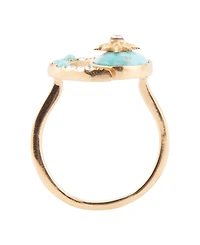 Barse Celestial Blue Turquoise Golden Bypass Ring