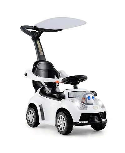 Hongge 3 In 1 Toddler Push Car Ride On Toy With Adjustable Canopy Storage And Handle