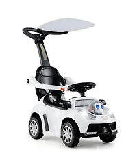 Hongge 3 In 1 Toddler Push Car Ride On Toy With Adjustable Canopy Storage And Handle