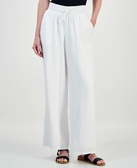 Jm Collection Women's Wide Leg Cotton Gauze Pants, Created for Macy's