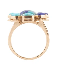 Barse Duality Blue Lapis and Turquoise Golden Statement Ring