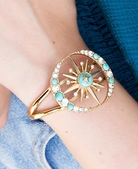 Barse Celestial Blue Turquoise Golden Cuff Bracelet