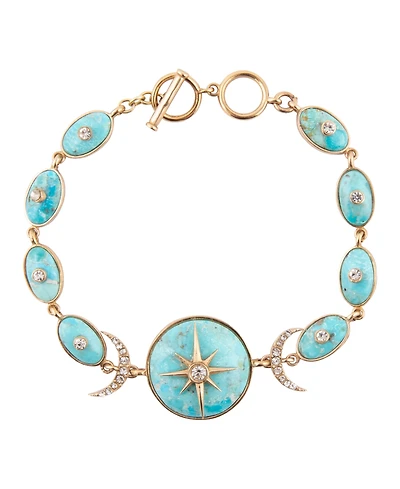Barse Celestial Blue Turquoise Golden Link Bracelet