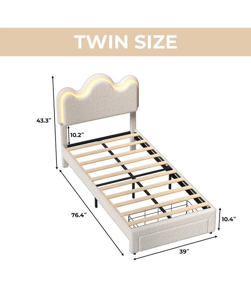 Gaomon Twin Bed Frames Lamb Velvet Twin Beds Cute Platform Bed Frame for Girls, Boys,Sturdy Platform Bed