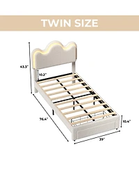 Gaomon Twin Bed Frames Lamb Velvet Twin Beds Cute Platform Bed Frame for Girls, Boys,Sturdy Platform Bed