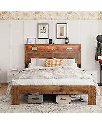 Streamdale Furniture Streamdale Queen Bed Frame w/ Led Headboard, Usb Ports & Under Bed Storage