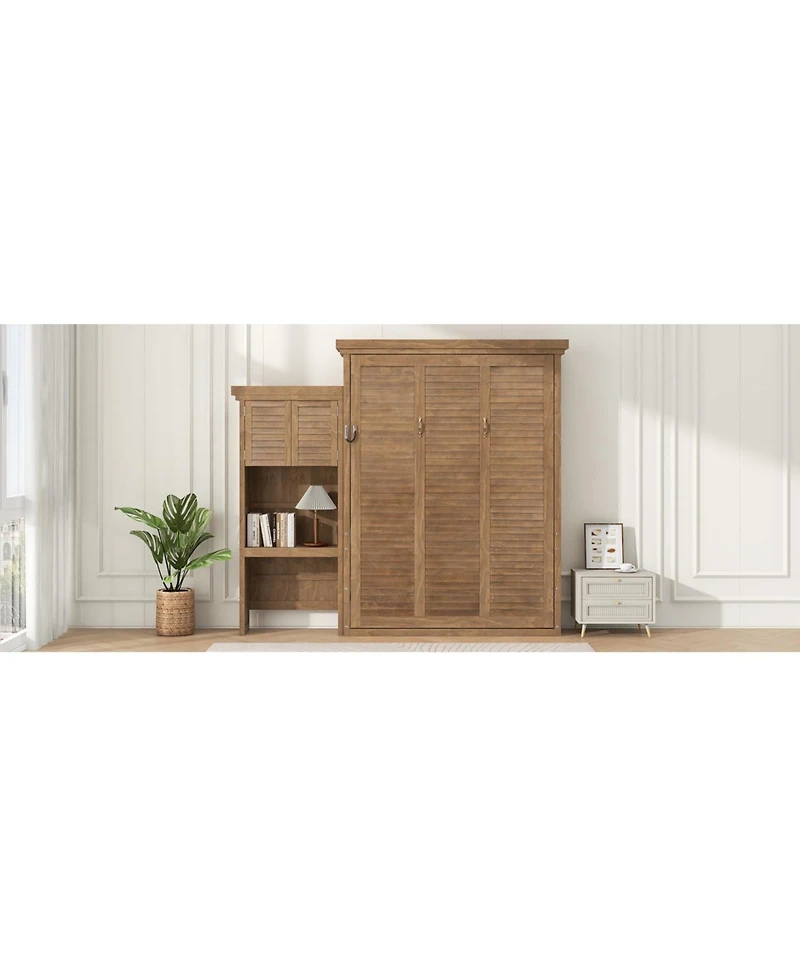 Streamdale Furniture Queen Murphy Bed with Storage & Louvered Detail
