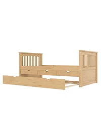 Streamdale Furniture Twin Platform Bed with Drawers, Solid Wood Daybed, No Spring Box Needed, Natural