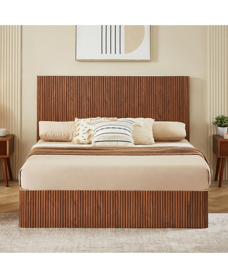 Streamdale Furniture Streamdale Queen Size Lift Up Storage Bed Frame, Walnut