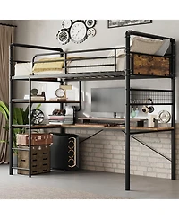 gaomon L-Shaped Loft Bunk Bed with Computer Desk, Easy Assembly, Ideal for Kids Teens Adults