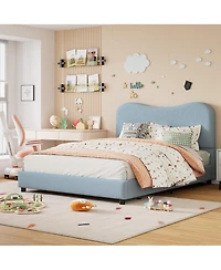 gaomon Twin Bed Frame for Kids with Velvet Upholstered Headboard