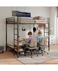 Streamdale Furniture Ethan Bunk Bed with Desk, Storage, Charging Station, Black/Oak