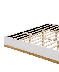 Streamdale Furniture Streamdale King Size Linen Upholstered Bed Frame with Solid Wood Base, Beige