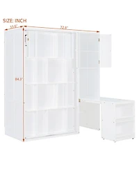 Streamdale Furniture Twin Rotating Wall Murphy Bed with Bookshelf & Desk, Teal