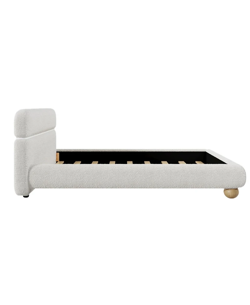 Streamdale Furniture Contemporary White Teddy Fleece Upholstered Bed, Queen Size