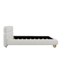 Streamdale Furniture Contemporary White Teddy Fleece Upholstered Bed, Queen Size