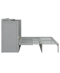 Streamdale Furniture Queen Murphy Bed with Large Drawers and Usb, Brushed Gray