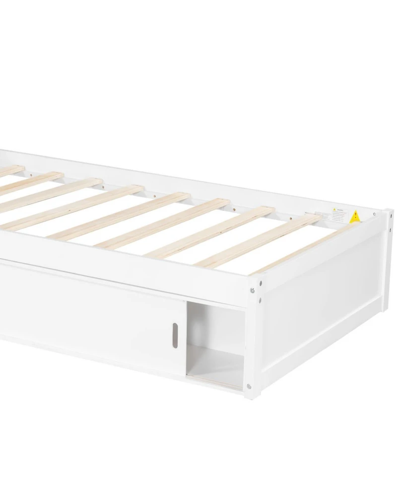 Streamdale Twin L-Shaped Platform Bed with Storage, Desk, Trundle & Led