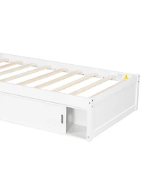 Streamdale Twin L-Shaped Platform Bed with Storage, Desk, Trundle & Led