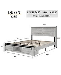 Streamdale Furniture Upholstered Full Bed Frame with Storage Headboard, Led & Pet Bed