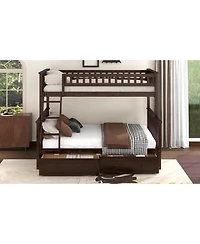 Streamdale Furniture Twin over Full Bunk Bed with Drawers, Convertible Beds, Gray