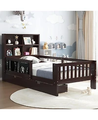 Streamdale Furniture Streamdale Twin Platform Bed with Chalkboard, Storage, Shelves, Espresso