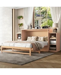 Streamdale Furniture Queen size Pine, Mdf, and Plywood storage drawers and shelves Murphy bed