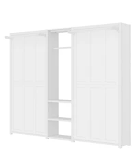 Streamdale Furniture Twin Murphy Bed with Wardrobe, Shelves & Power Outlets, White