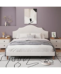 Streamdale Furniture Streamdale King Size Upholstered Platform Bed with Adjustable Headboard - White