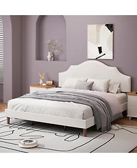 Streamdale Furniture Streamdale King Size Upholstered Platform Bed with Adjustable Headboard - White