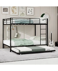 Streamdale Furniture Durable Square Tube Iron Bunk Bed with Safety Rails