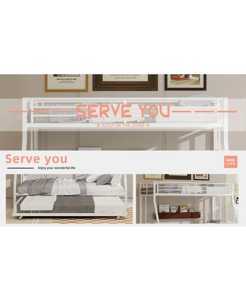 Streamdale Furniture Streamdale High-Stability Queen Bunk Bed with Ladder & Trundle