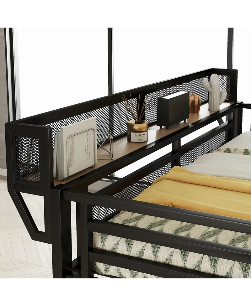Streamdale Furniture Full Loft Bed with Desk, Charging Station & Stairs - Black