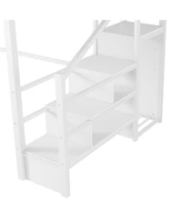 Streamdale Furniture Queen Loft Bed with Stairs and Wardrobe