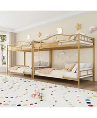 gaomon Twin Over Twin Metal Bunk Bed with Ladder and Full-Length Guardrails, Heavy Duty Space-Saving Bunk Bed Frame