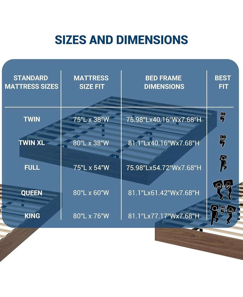 gaomon King Size Solid Wood Platform Bed, Modern Minimalist Floor-Standing, Strong Wooden Slats, No Box Spring Needed