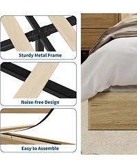 gaomon Solid Wood Platform Bed Frame, No Box Spring Needed, Easy Assembly