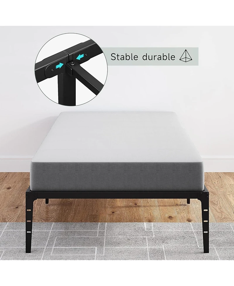 gaomon Twin Size 14 Inch Metal Platform Bed Frame with Under Bed Storage Heavy Duty Steel Slats