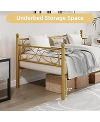 gaomon Twin Size Daybed Frame Metal Sofa Heavy Duty Metal Slats Living Room Bedroom Guest Space Saving Gold