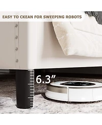 gaomon Queen Bed Frame Upholstered 4 Storage Drawers Wingback Headboard Charging Station Button Tufted