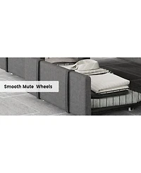 gaomon King Size Upholstered Platform Bed Frame with Storage Drawers and Wooden Slats