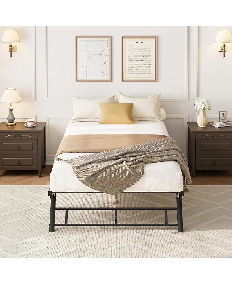 gaomon Easy Assembly Twin Size Pop Up Trundle Bed Frame Foldable Metal Platform Trundle Day Bed Space Saving, for Living Room