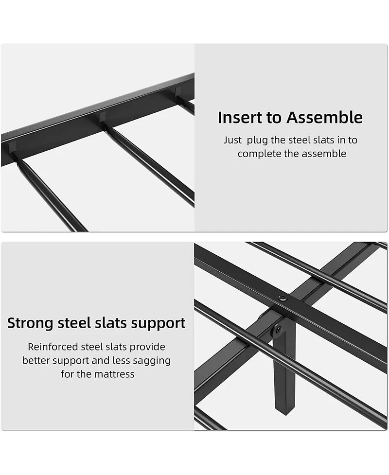 Gaomon Easy Assembly King Size Faux Leather Platform Bed Frame Space Saving, for Living Room, Guest Room