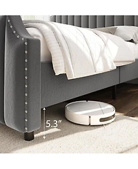 gaomon King Size Upholstered Platform Space Saving Bed Frame